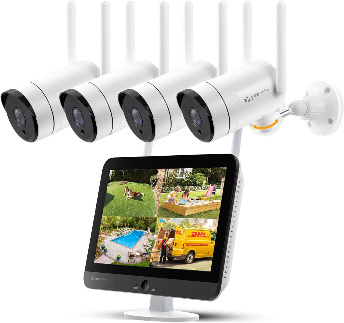 2K All-in-One Wireless Security Camera System with 12 HD Monitor C366508