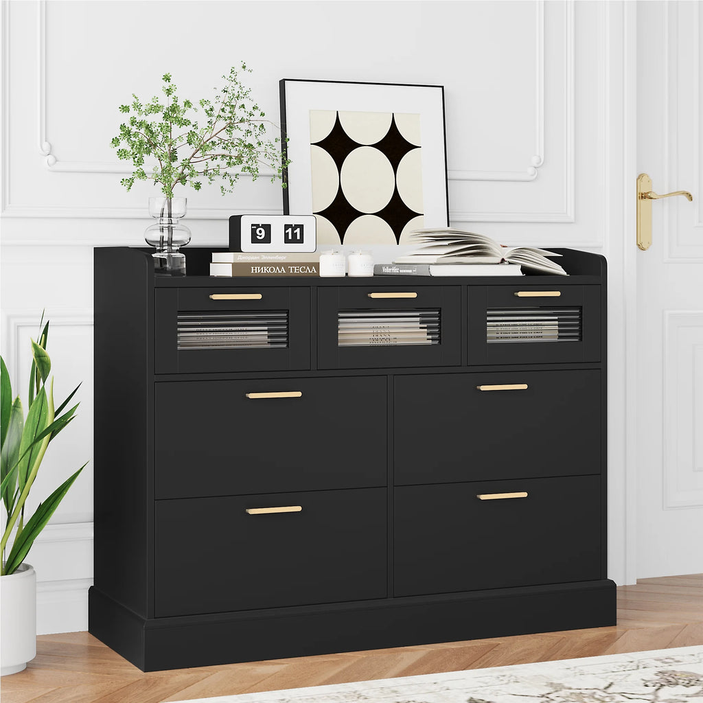 White 7 Drawer Wood Dresser V300433