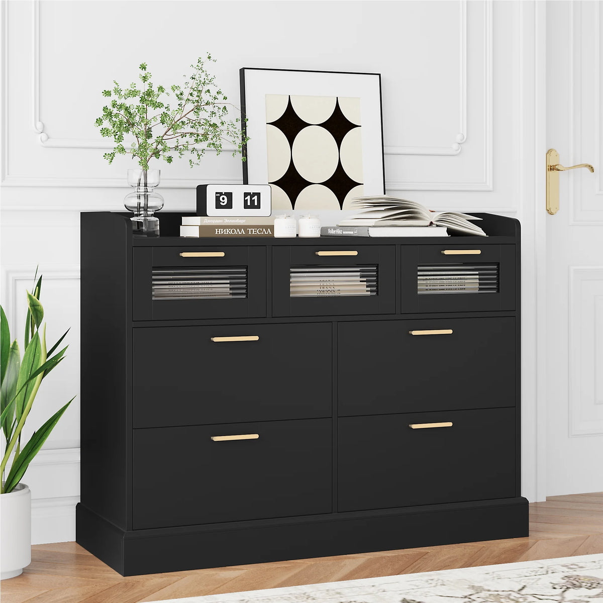 White 7 Drawer Wood Dresser V300433