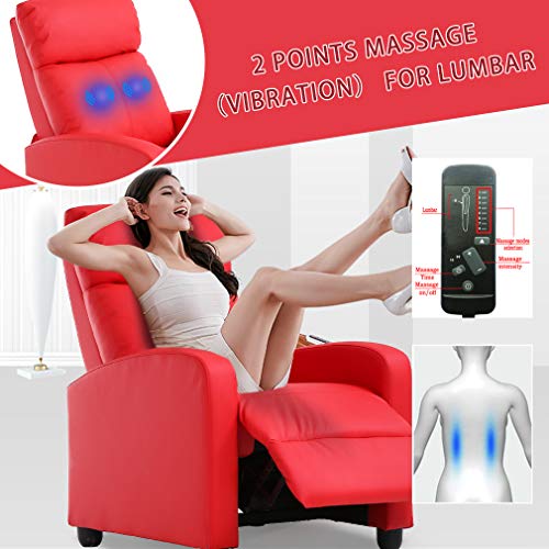 Black Recliner Chair with 2 Point Massage and Lumbar Support M86473