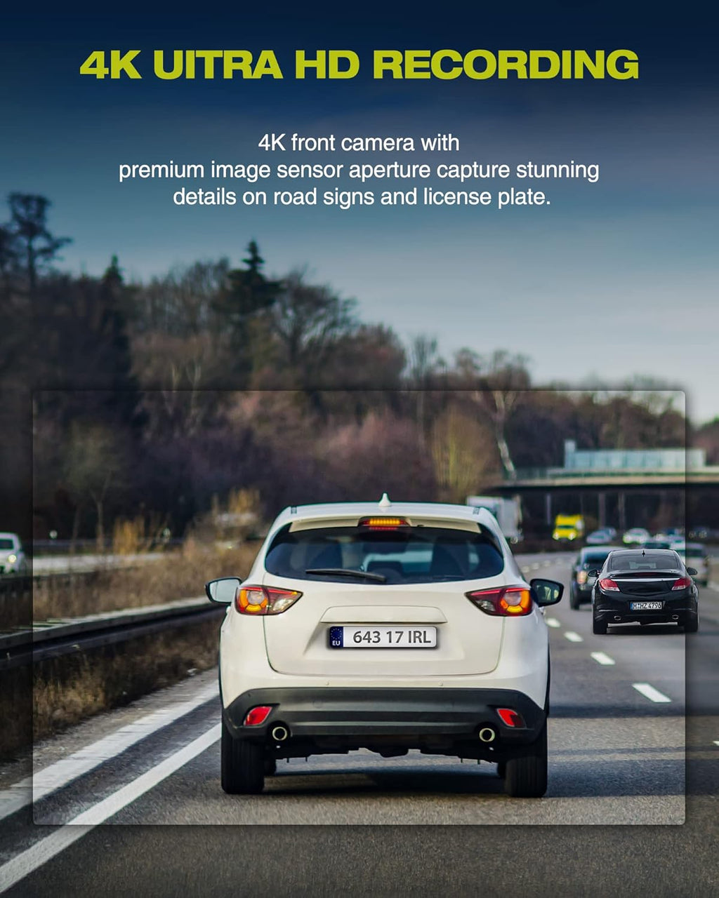 4K Dual Dash Cam Front and Rear with Night Vision Touch Screen Z8447