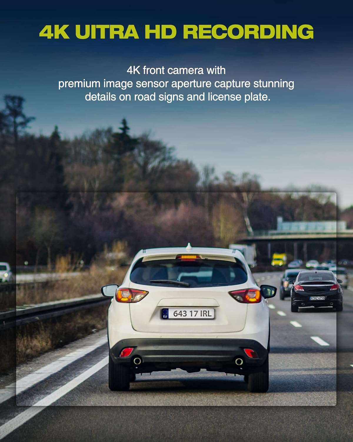 4K Dual Dash Cam Front and Rear with Night Vision Touch Screen Z8447