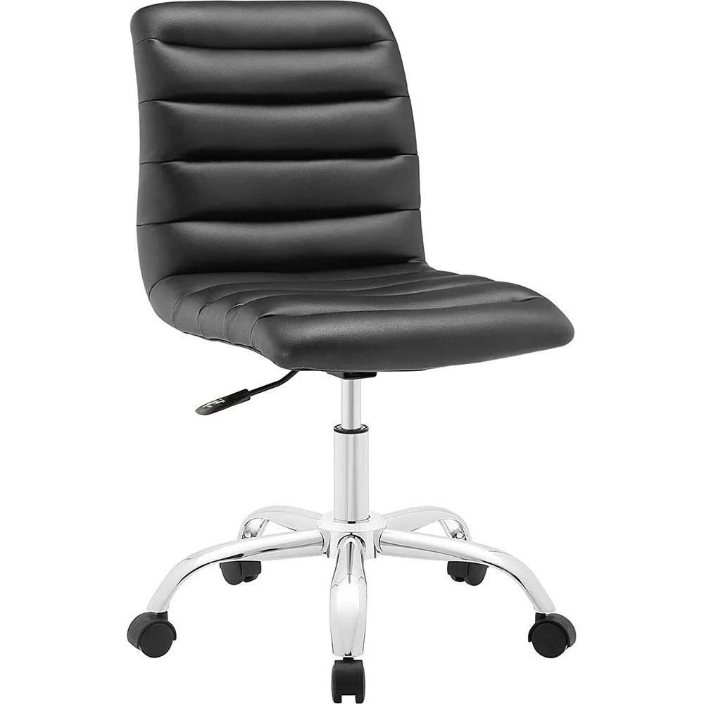 Black Ribbed Armless Swivel Office Chair 2-Pack L9350