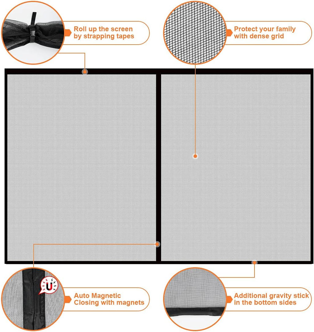 16x7FT Fiberglass Mesh Garage Door Screen with Magnetic, Pack of 2 S169