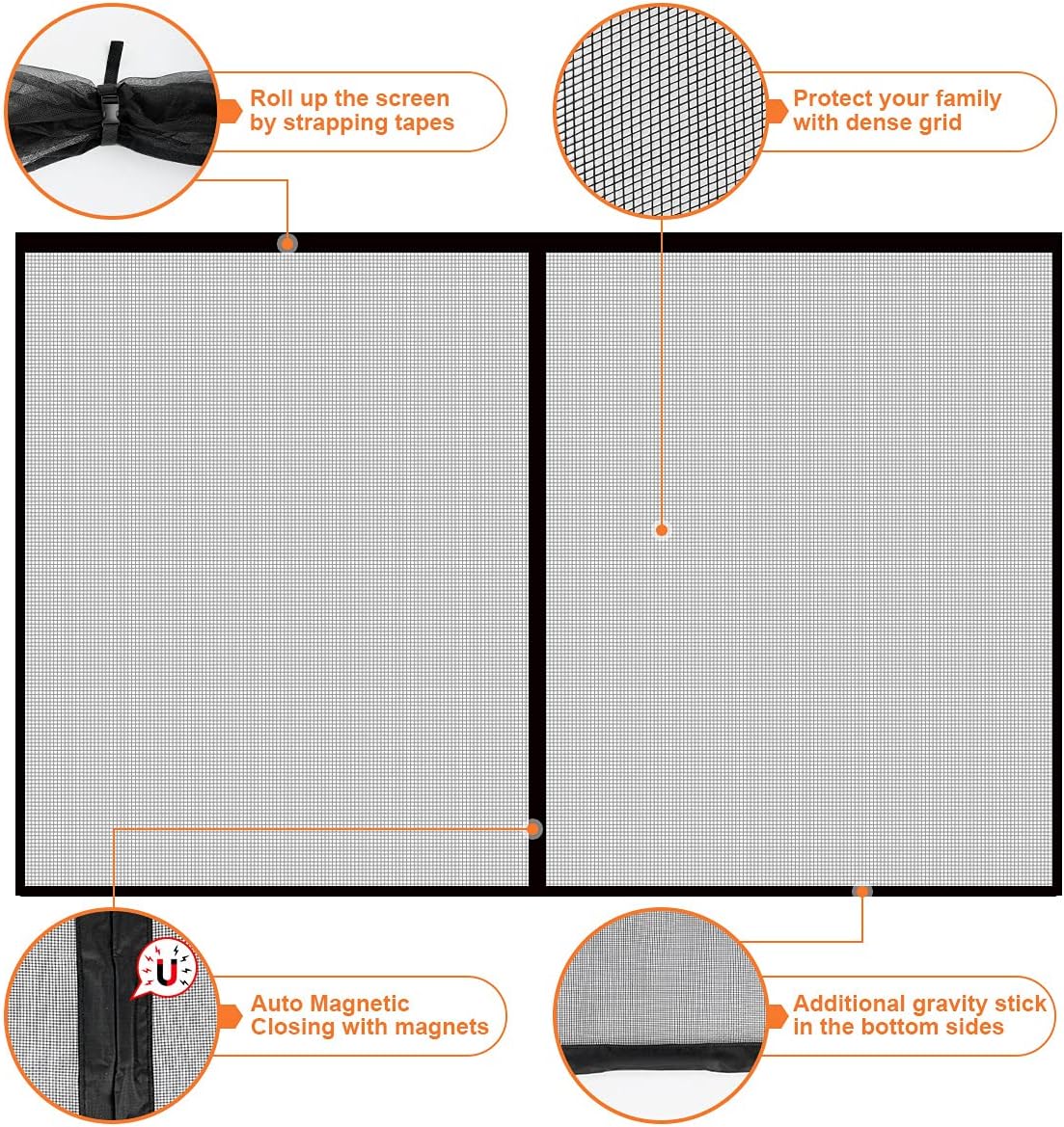 16x7FT Fiberglass Mesh Garage Door Screen with Magnetic, Pack of 2 S169