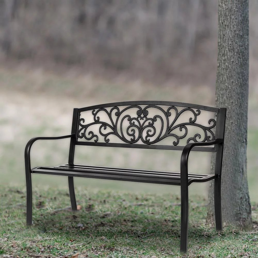 Black Iron Outdoor Bench C106