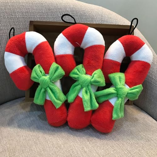 Squeaky Christmas Candy Cane Plush Dog Toy F821673