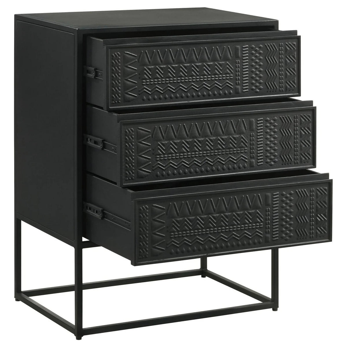 Black 40 in. 3 Drawer Mango Wood Accent Cabinet A5415