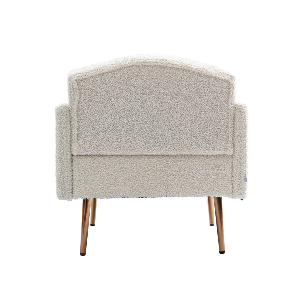 White Tufted Upholstered Accent Chair with Gold Metal Legs U22947