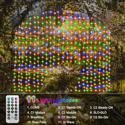 600 LED 20Ftx10Ft Dual Color Changing Curtain Lights with Timer Remote Waterproof D934164