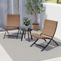 3 Piece Folding Wicker Patio Set with Table and Chairs E8975