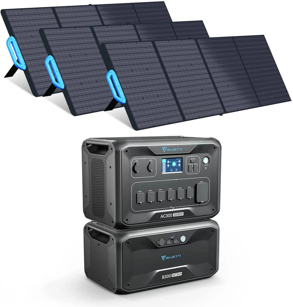 3072Wh Expansion Battery Power Station with 3 200W Solar Panels H8598