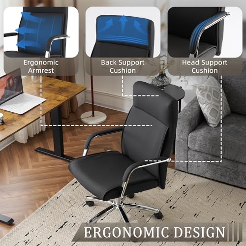 Faux Leather Adjustable Swivel Desk Chair with Gold Legs and Armrests S4549