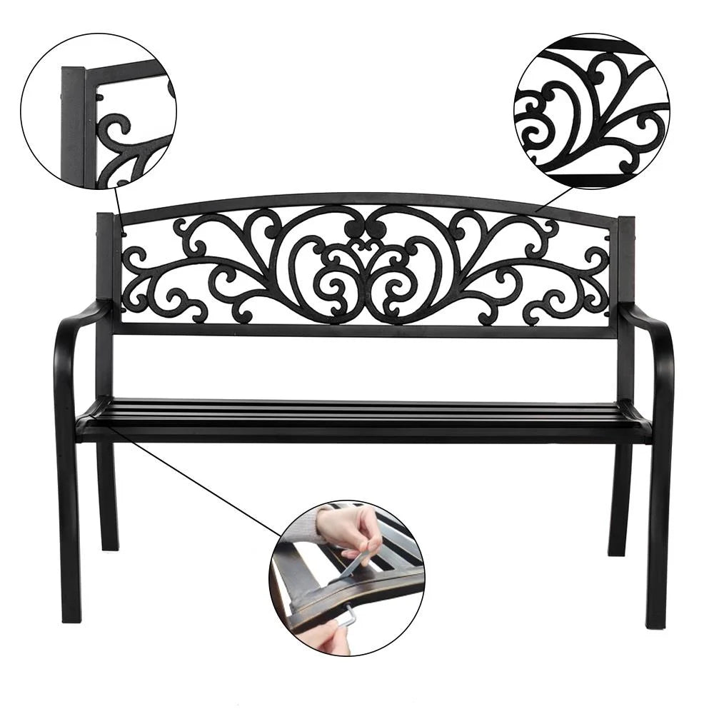 Black Iron Outdoor Bench C106