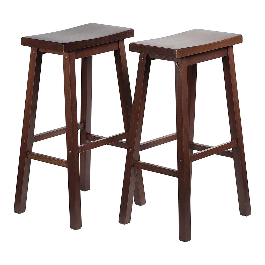 Walnut 29-Inch Saddle Seat Counter Stools Set of 4 E561257