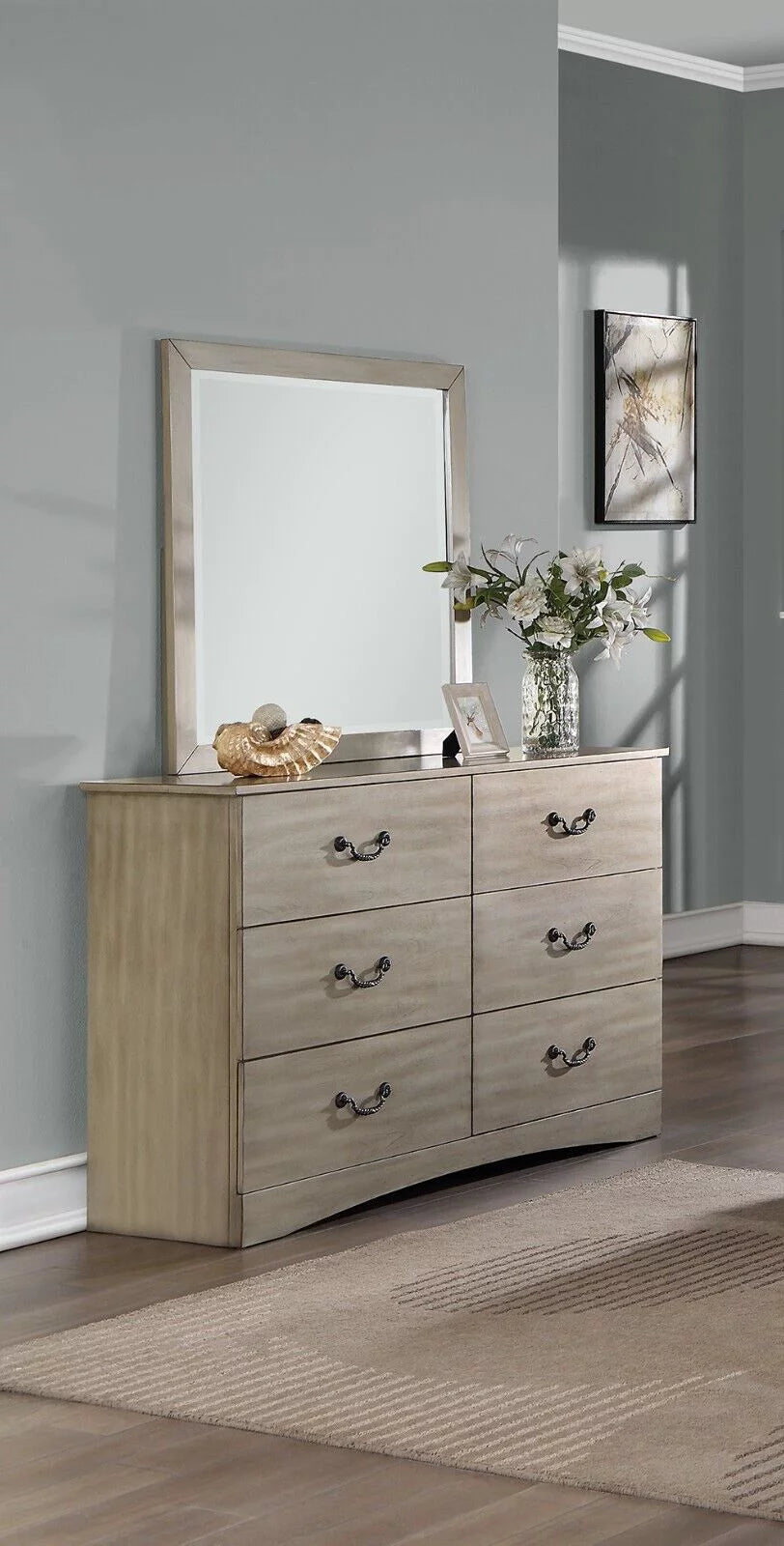 Cal King Size 6pc Bedroom Set with Dresser Mirror Nightstands Chest K89945