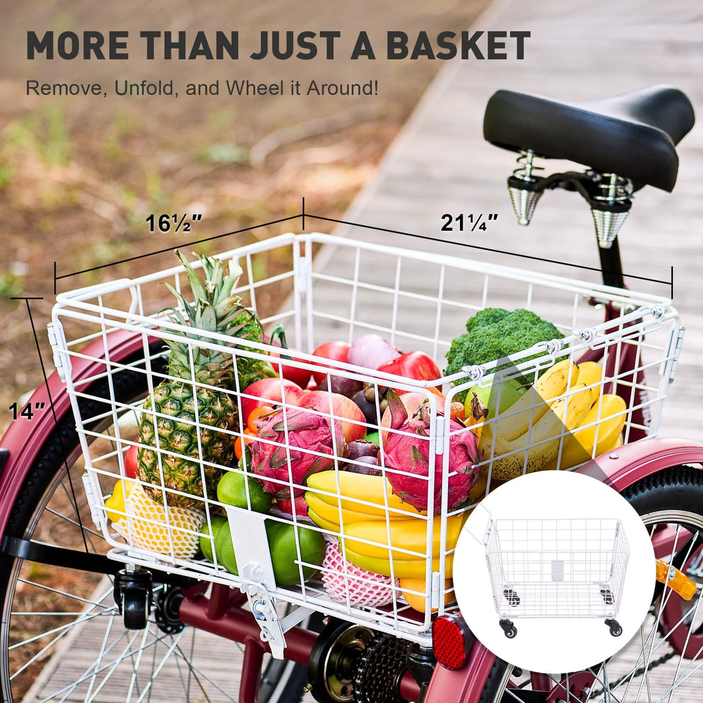 24 Inch 7 Speed Adult Trike with 2 Baskets Matte Gray I107