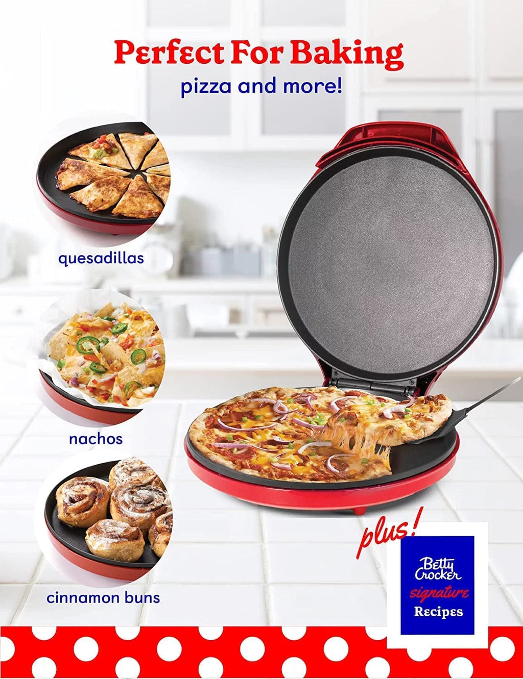 Countertop Pizza Maker with Pizza Cutter and Parchment Paper Z6052