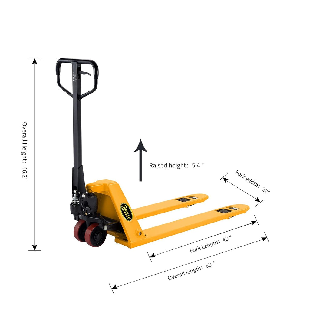 Low Profile Manual Pallet Jack Truck 2200lbs Capacity 48 L×27 W O863158