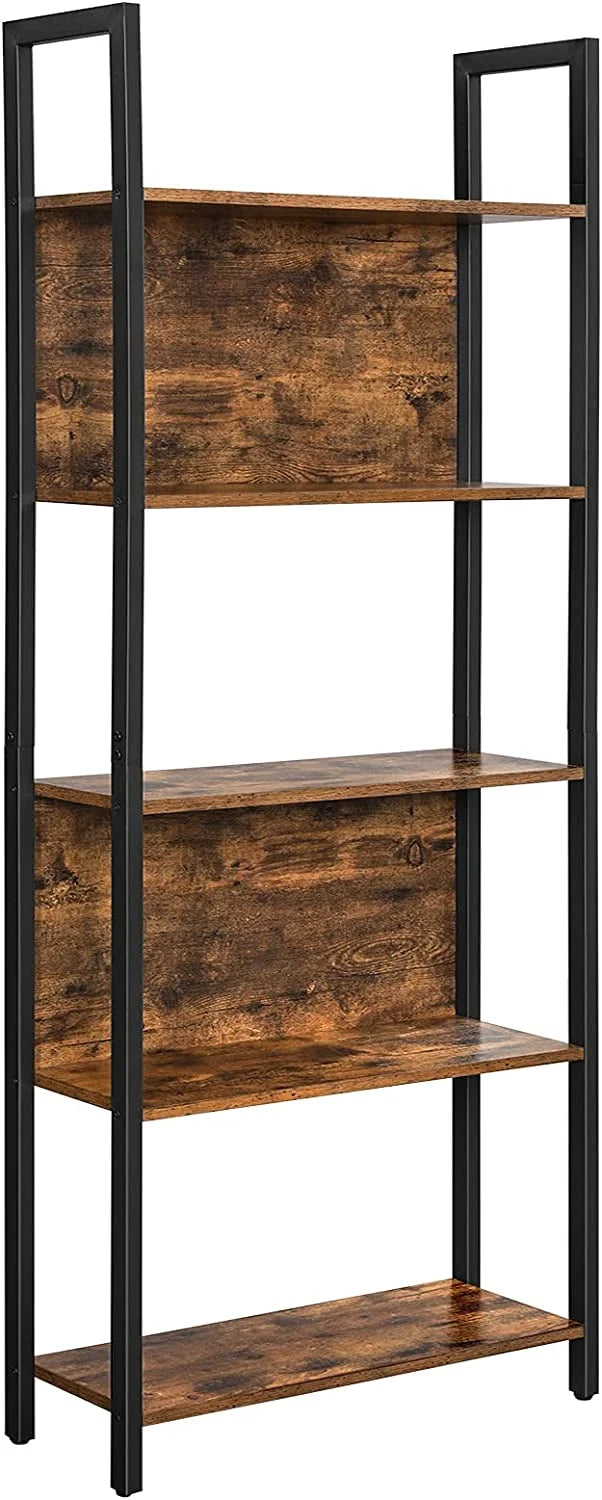 5 Shelf Rustic Brown and Black Bookshelf S473582
