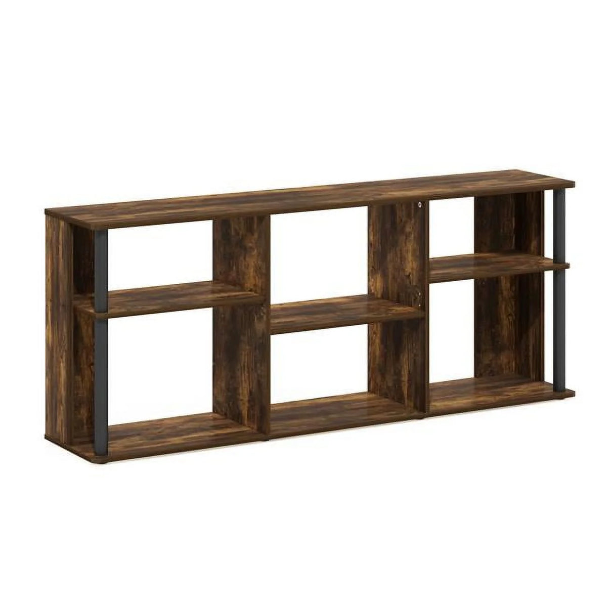 TV Stand with Plastic Poles up to 65 in., Amber Pine & Black R585