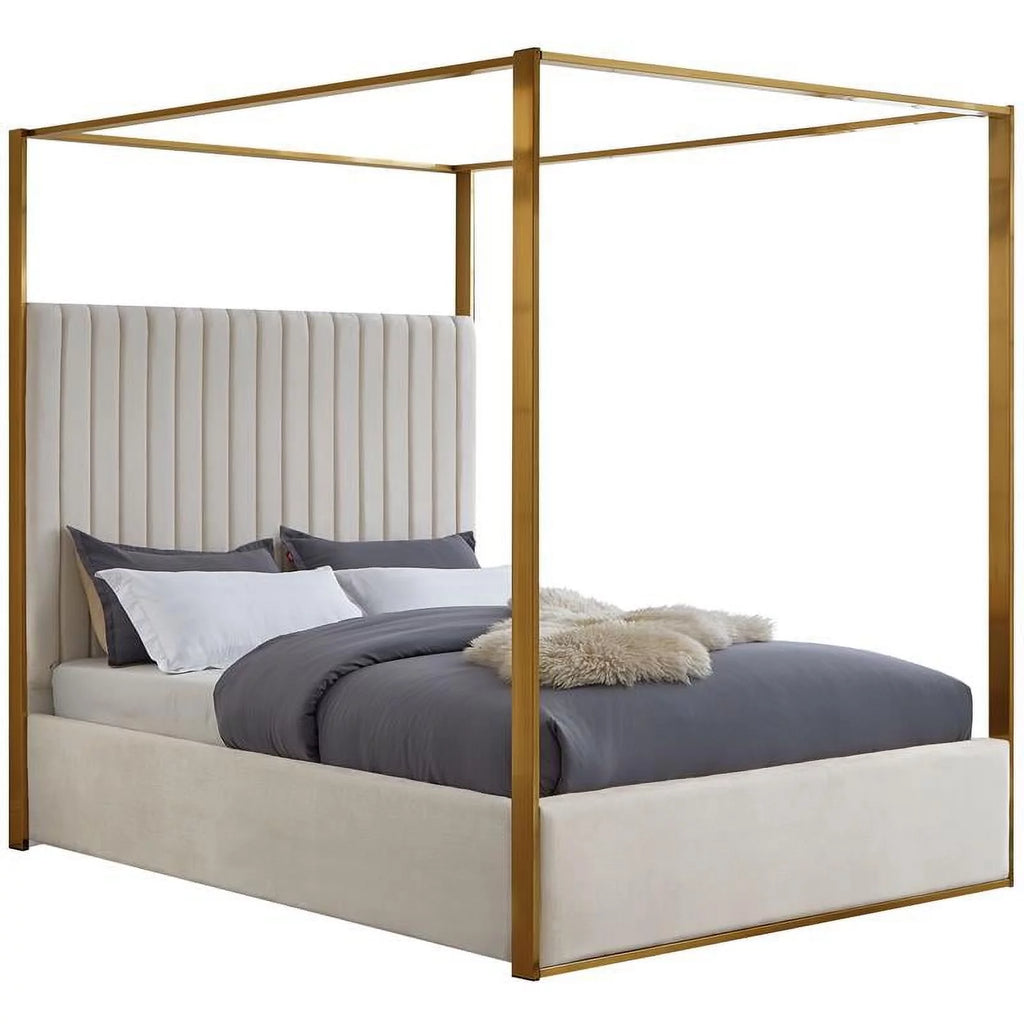 Cream Velvet King Bed K73703