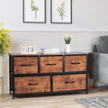 5 Drawer Fabric Dresser with Wood Top M8548