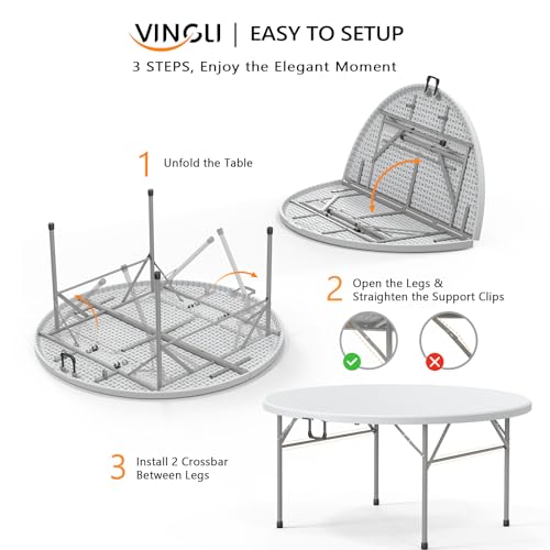 48" Round Bi-Folding Portable Plastic Table B295
