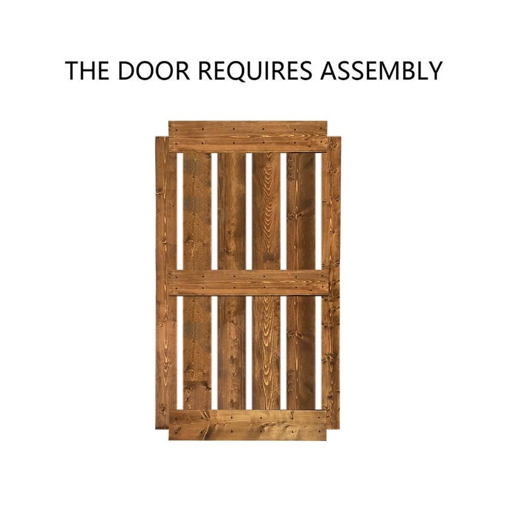 30 in. x 84 in. Solid Walnut Stained Pine Wood Interior Sliding Barn Door with Hardware Kit L15818