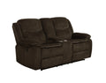 Brown Upholstered Power Loveseat with Console L7130