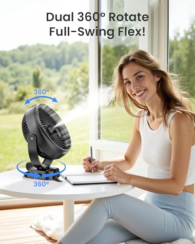 10000mAh Portable Clip on Fan with LED Lantern and Hook S572350