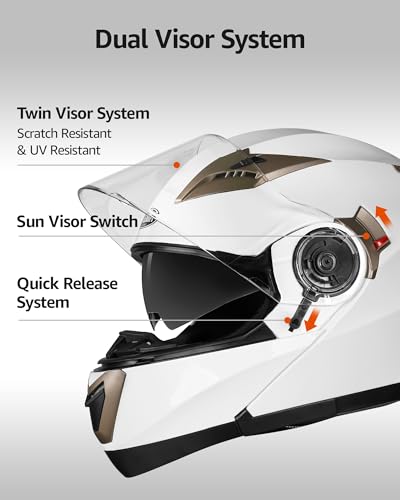 DOT Approved Full Face Motorcycle Helmet with Flip Up Dual Visor K5336