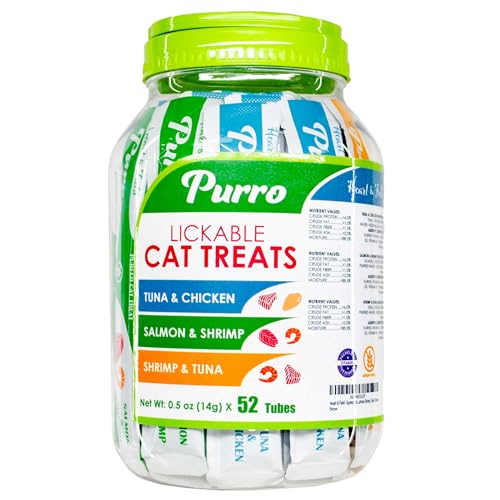 Squeezable Lickable Cat Treats Variety Pack, 52 Count B38824