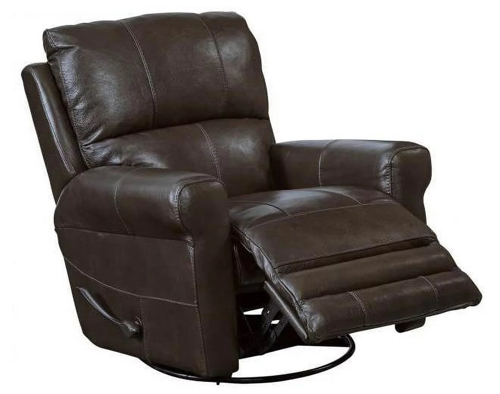 Chocolate Brown Leather Swivel Glider Recliner O582