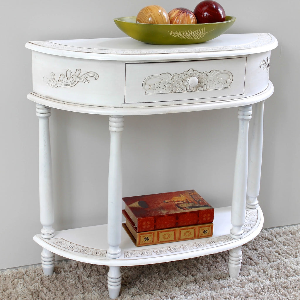 Carved Half Moon Console Table U364185