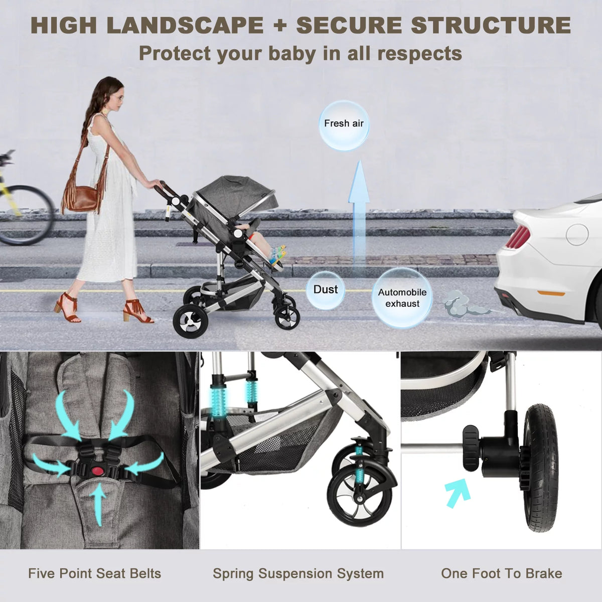 3 in 1 Reversible Newborn Bassinet Stroller S877
