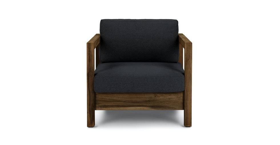 Black Outdoor Lounge Chair Solid Teak U83632