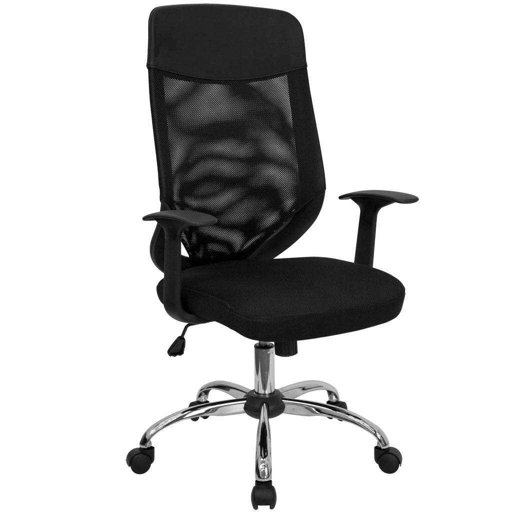 Black Mesh High Back Executive Swivel Office Chair with Arms F4400