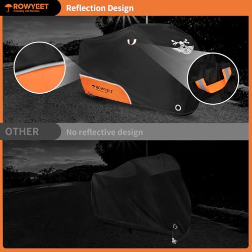 Waterproof Motorcycle Cover with Lock-Holes, Storage Bag & Night Reflective Design B3850