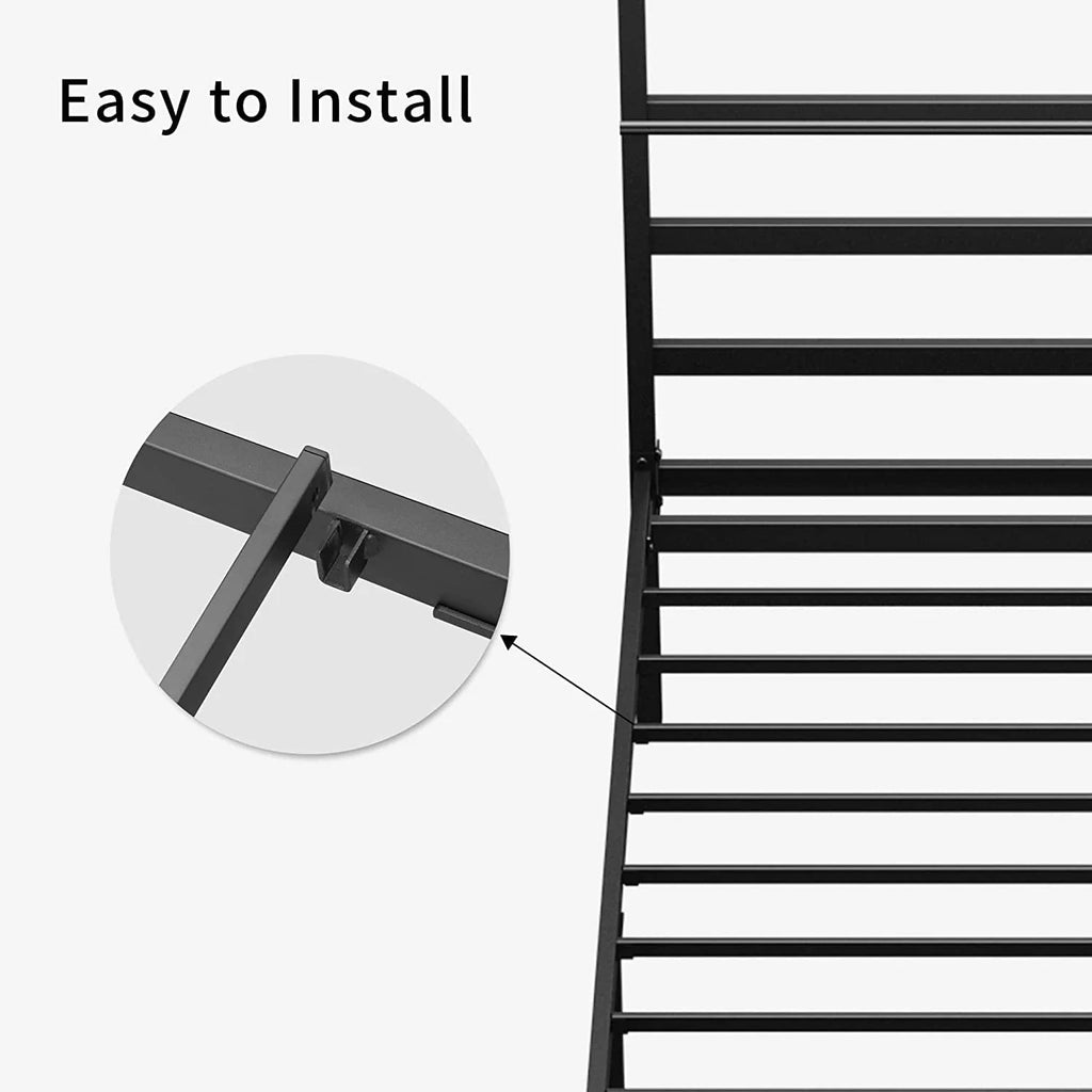 Queen Size Black Metal Canopy Bed Frame with Headboard W1371