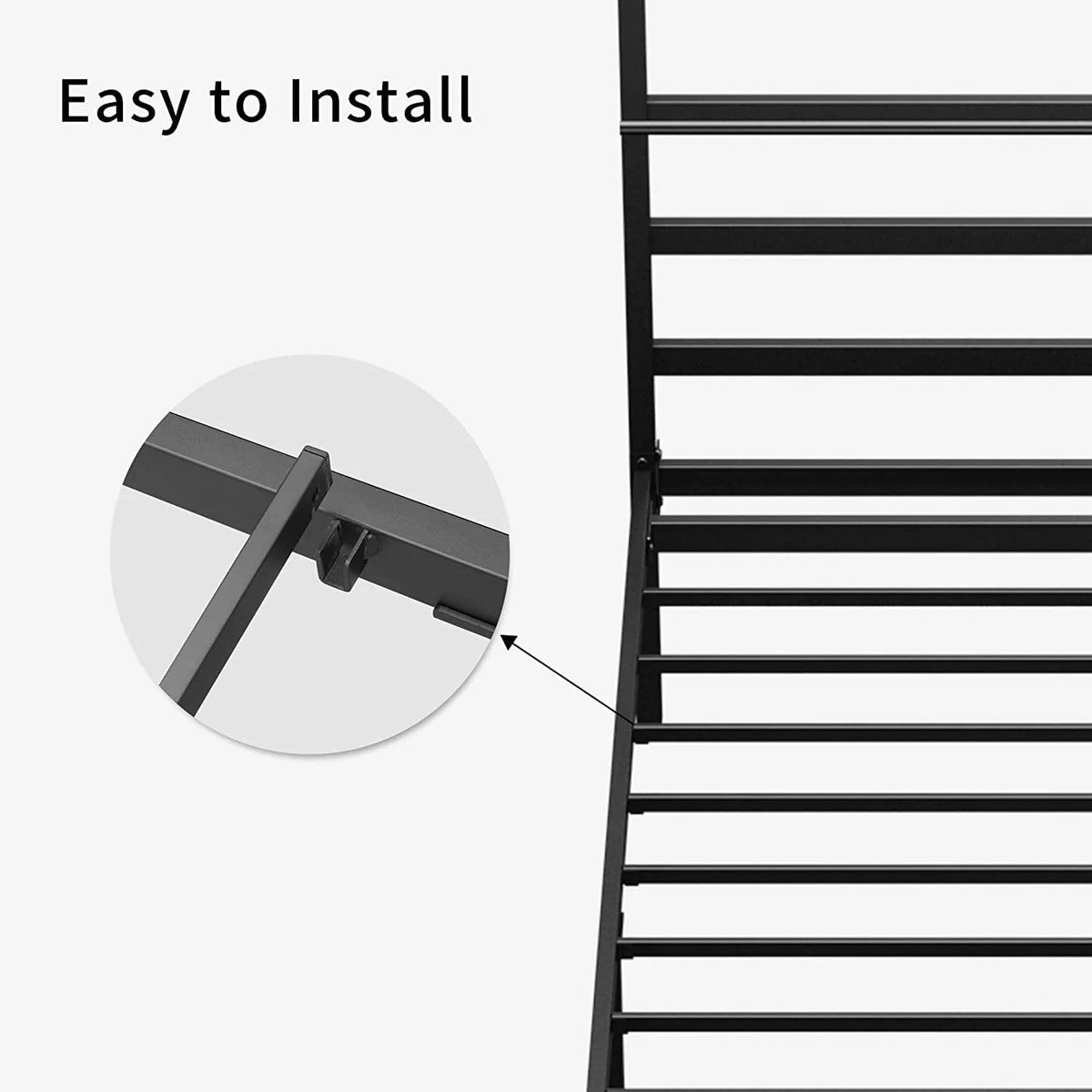 Queen Size Black Metal Canopy Bed Frame with Headboard W1371