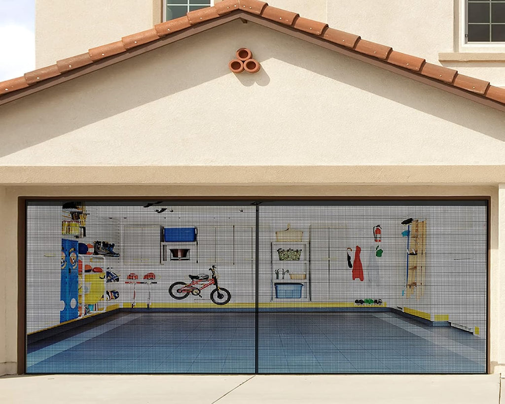 16x7FT Fiberglass Mesh Garage Door Screen with Magnetic, Pack of 2 S169