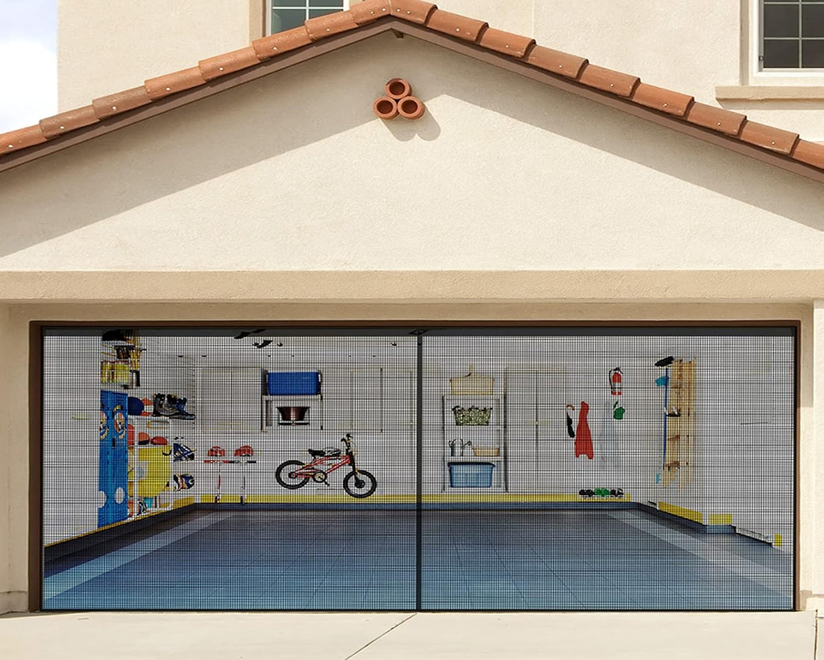 16x7FT Fiberglass Mesh Garage Door Screen with Magnetic, Pack of 2 S169
