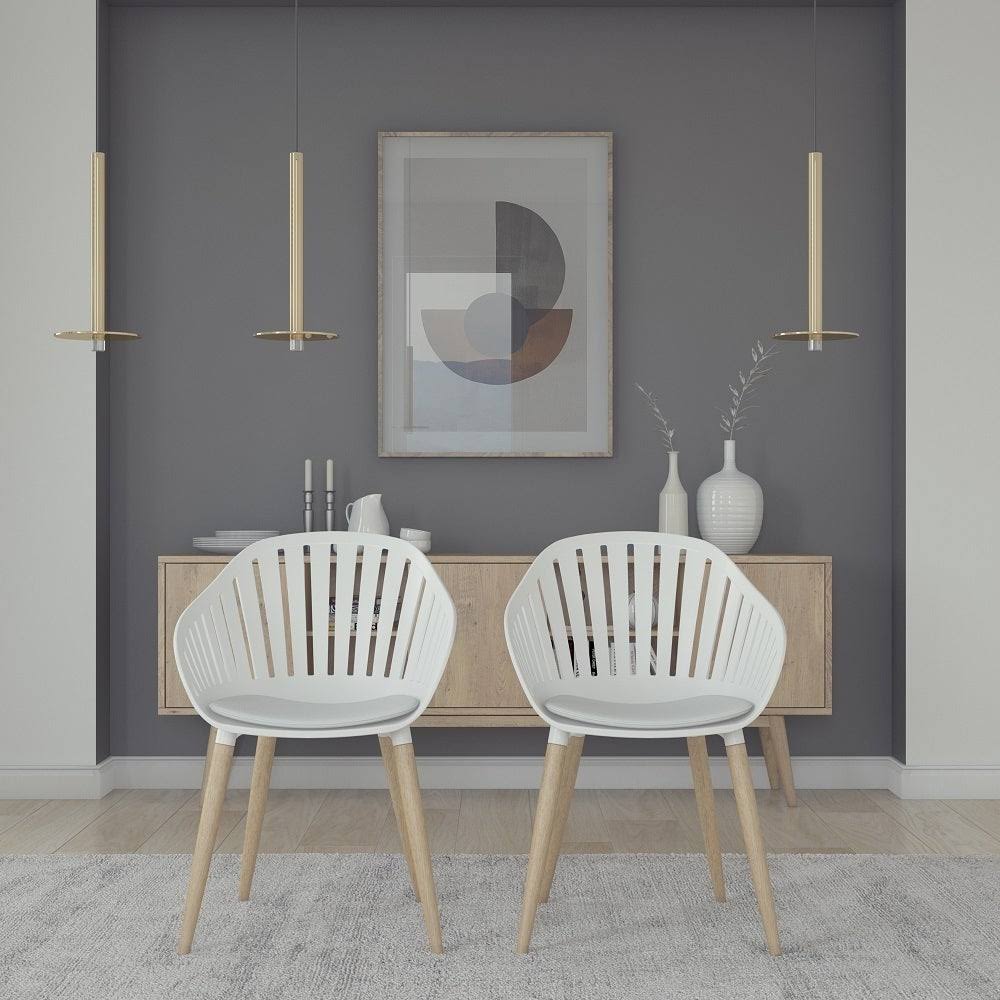 White Wood Dining Arm Chair E140724