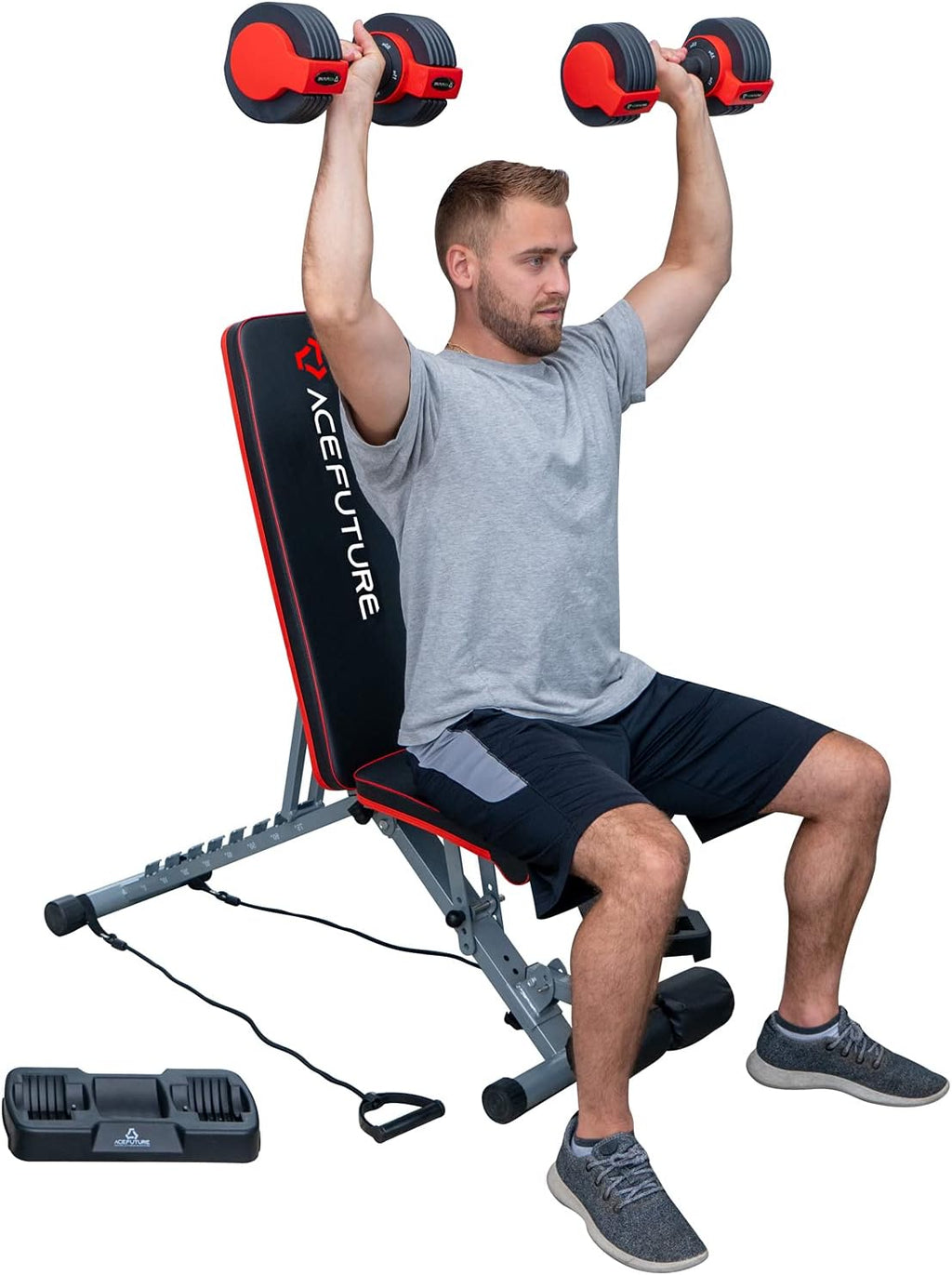 Adjustable Foldable Weight Bench with Resistance Bands X5477