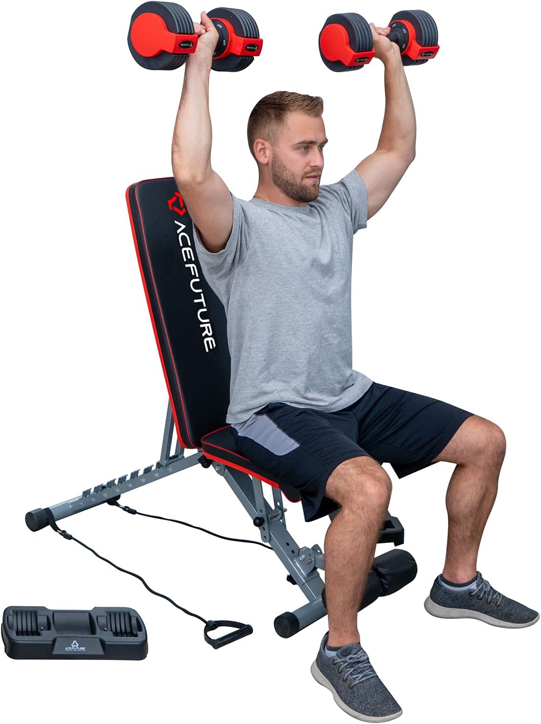 Adjustable Foldable Weight Bench with Resistance Bands X5477