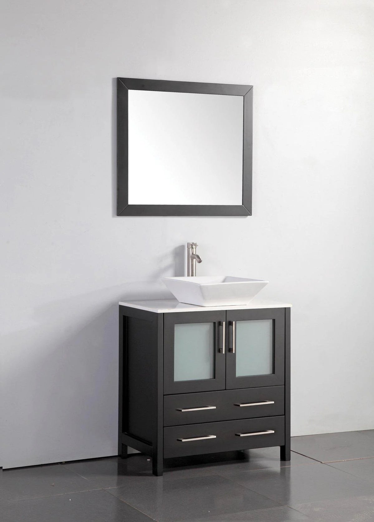 30 in. Single Sink Vanity Cabinet with Ceramic Vessel Sink & Mirror R2871