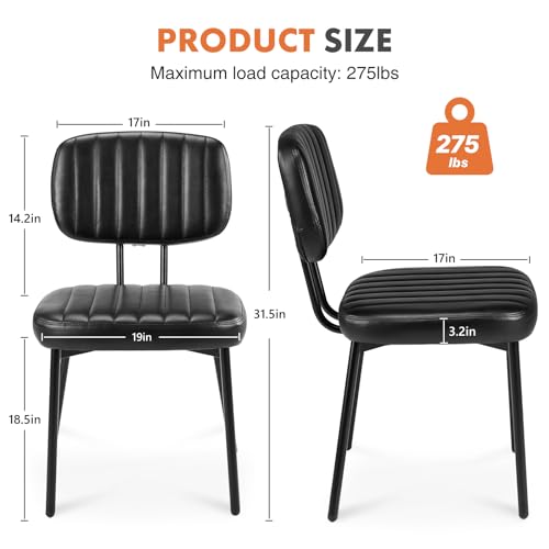 Upholstered Dining Chairs Set of 4 Faux Leather Metal Legs Black Q8007