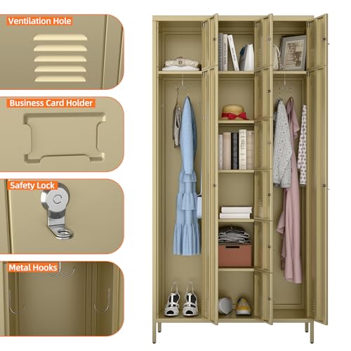 72" H Metal Storage Lockers with Doors and Rod, 7+1 Doors, Camel L99723