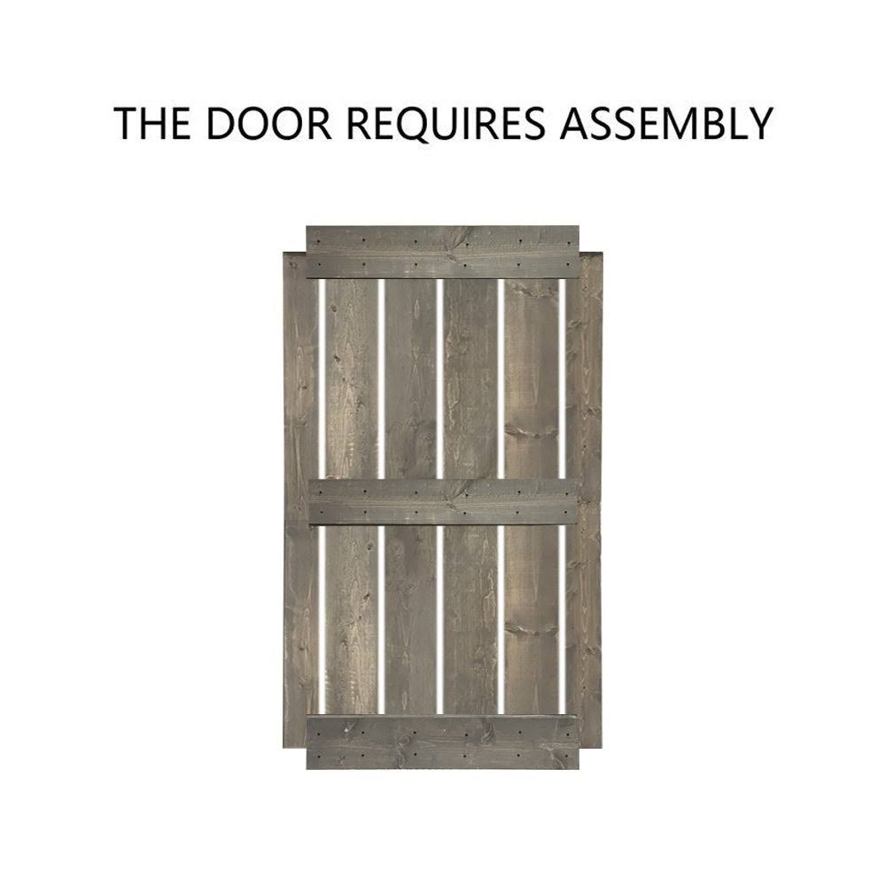 30 in. x 84 in. Solid Walnut Stained Pine Wood Interior Sliding Barn Door with Hardware Kit L15818